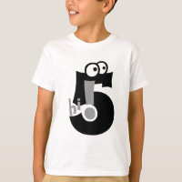 白黒こんにちは5人の子供のTシャツ