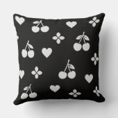 白黒さくらんぼハート装飾用クッション クッション (裏面)