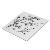 白黒さくらんぼ花ミニマリスト タイル (側面)