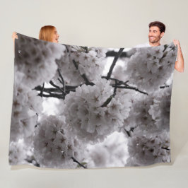 白黒さくらんぼ フリースブランケット