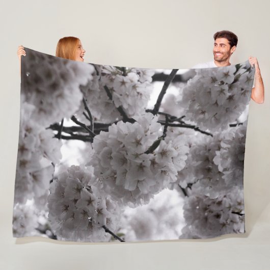 白黒さくらんぼ フリースブランケット (インサイチュ)