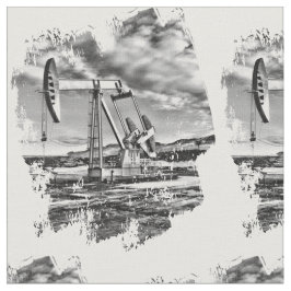 白黒しぶきの油田Pumpjack ファブリック