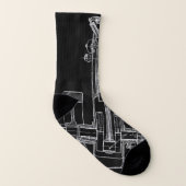 白黒すてきな機械スケッチの青写真! ソックス (右外側)