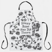 白黒すべてのバラはトゲ引用文 エプロン (正面)