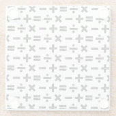 白黒すべての数学記号Lino Cut ガラスコースター (裏面)