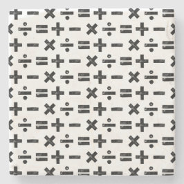 白黒すべての数学記号Lino Cut ストーンコースター