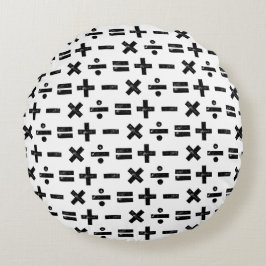 白黒すべての数学記号Lino Cut ラウンドクッション