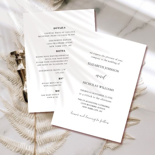 白黒すべて1つの結婚式招待状テンプレート 招待状