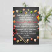 白黒ずエレガントし台ディナーパーティー 招待状 (スタンド正面)