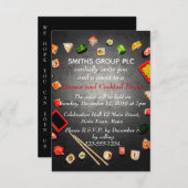 白黒ずエレガントし台ディナーパーティー 招待状 (正面/裏面)