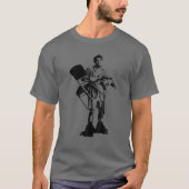 白黒その男は椅子を持つデザインJer Tシャツ (正面)