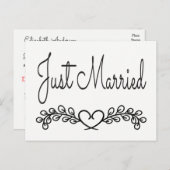 白黒たった今結婚しましたハートローレル結婚ズ 案内ポストカード (正面/裏面)