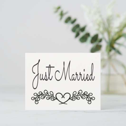 白黒たった今結婚しましたハートローレル結婚ズ 案内ポストカード (スタンド正面)