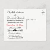 白黒たった今結婚しましたハート矢印結婚の 案内ポストカード (裏面)