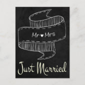 白黒たった今結婚しました結婚シャルボードズ 案内ポストカード (正面)