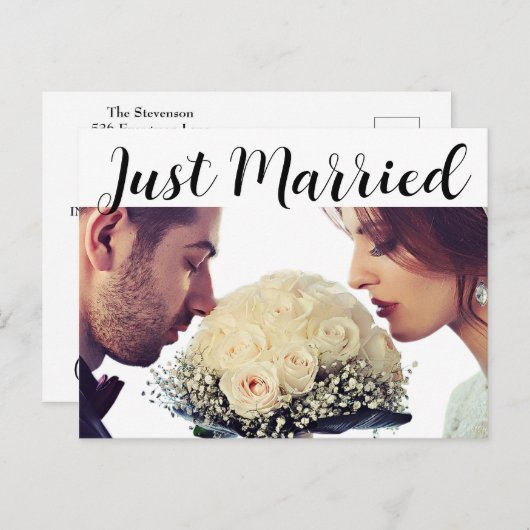 白黒たった今結婚しました結婚発表 ポストカード (正面/裏面)