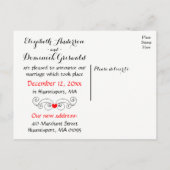 白黒たった今結婚しました結婚発表 案内ポストカード (裏面)