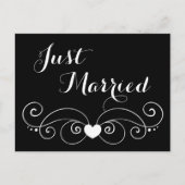 白黒たった今結婚しました結婚発表 案内ポストカード (正面)