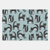 白黒でかわいいタキシード猫たち ラッピングペーパーシート (正面3)