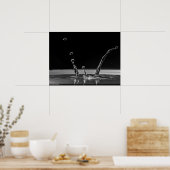 白黒でのウォータードロップコリジョン ポスター (キッチン)