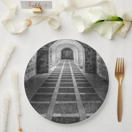 白黒での対称 ペーパープレート (ウェディング)