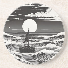 白黒でトラブルに巻き込まれた孤独なボート コースター