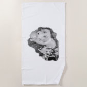 白黒で結合 ビーチタオル (正面)