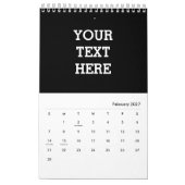 白黒で自分のカスタム文字を追加する カレンダー (2月 2027)
