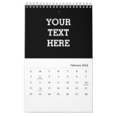 白黒で自分のカスタム文字を追加する カレンダー (2月 2026)