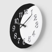 白黒で食べる ラージ壁時計 (傾斜)