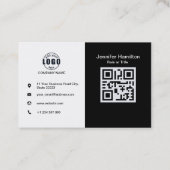白黒でQRコードを追加 名刺 (正面)