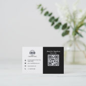 白黒でQRコードを追加 名刺 (スタンド正面)