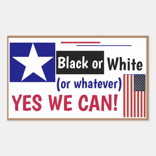 白黒とかYesとか！長方形 長方形シール (正面)