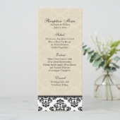 白黒とアイボリーのダマスク披露宴メニュー メニュー (スタンド正面)