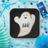 白黒とオレンジのハロウィーン幽霊 ペーパープレート (パーティー)