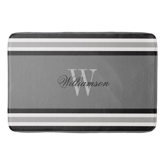 白黒とグストライプのレー バスマット (正面)