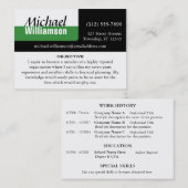 白黒とグリーンコーナーのレジューム・カード 名刺 (正面/裏面)