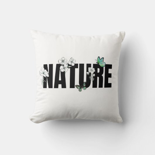 白黒とグリーン自然装飾用クッション クッション (正面)