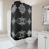 白黒とグレーのシャワーカーテン シャワーカーテン (インサイチュ)