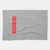 白黒とグレーの幾何学模様 キッチンタオル (横)
