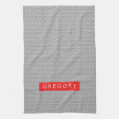 白黒とグレーの幾何学模様 キッチンタオル (縦)