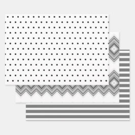 白黒とグレーモダン ラッピングペーパーシート