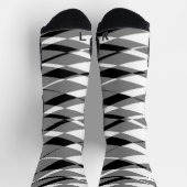 白黒とグレー幾何学模様 ソックス (上部)