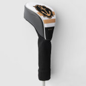 白黒とゴールデンストライプズ ゴルフヘッドカバー (アングル)