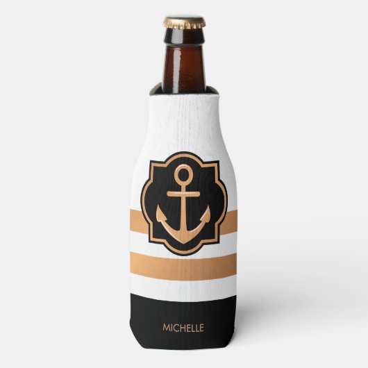 白黒とゴールデンストライプズ ボトルクーラー (ボトル正面)