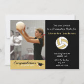 白黒とゴールデンバレーボールの卒業式パーティー 招待状 (正面)