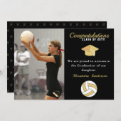 白黒とゴールデンバレーボール卒業 案内状 (正面/裏面)