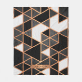 白黒とゴールデンモザイク フリースブランケット (正面)