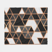 白黒とゴールデンモザイク フリースブランケット (正面(横))