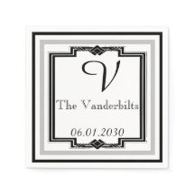 白黒とシルバーのアールデコフレーム結婚ズ